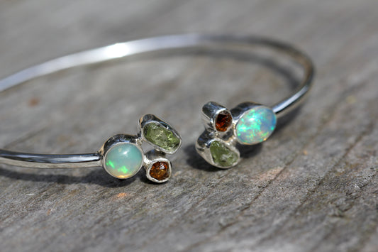 Opal Peridot Citrine Silver Flex Bracelet