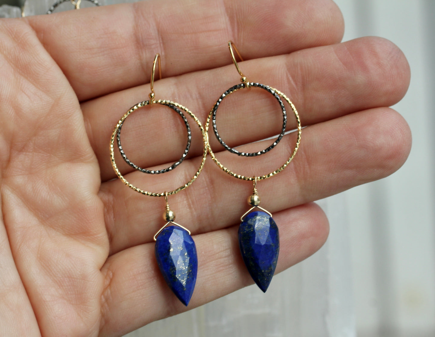 Lapis Ring Drop Earrings