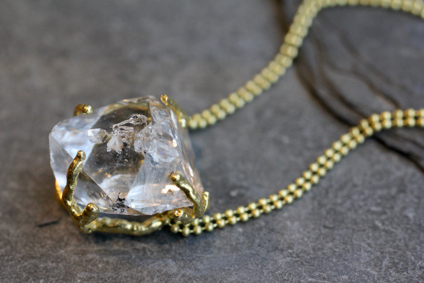 Herkimer Diamond Chunky Brass Choker