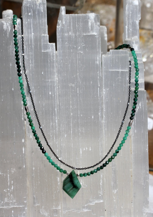 Emerald Ombre Multi Strand Necklace