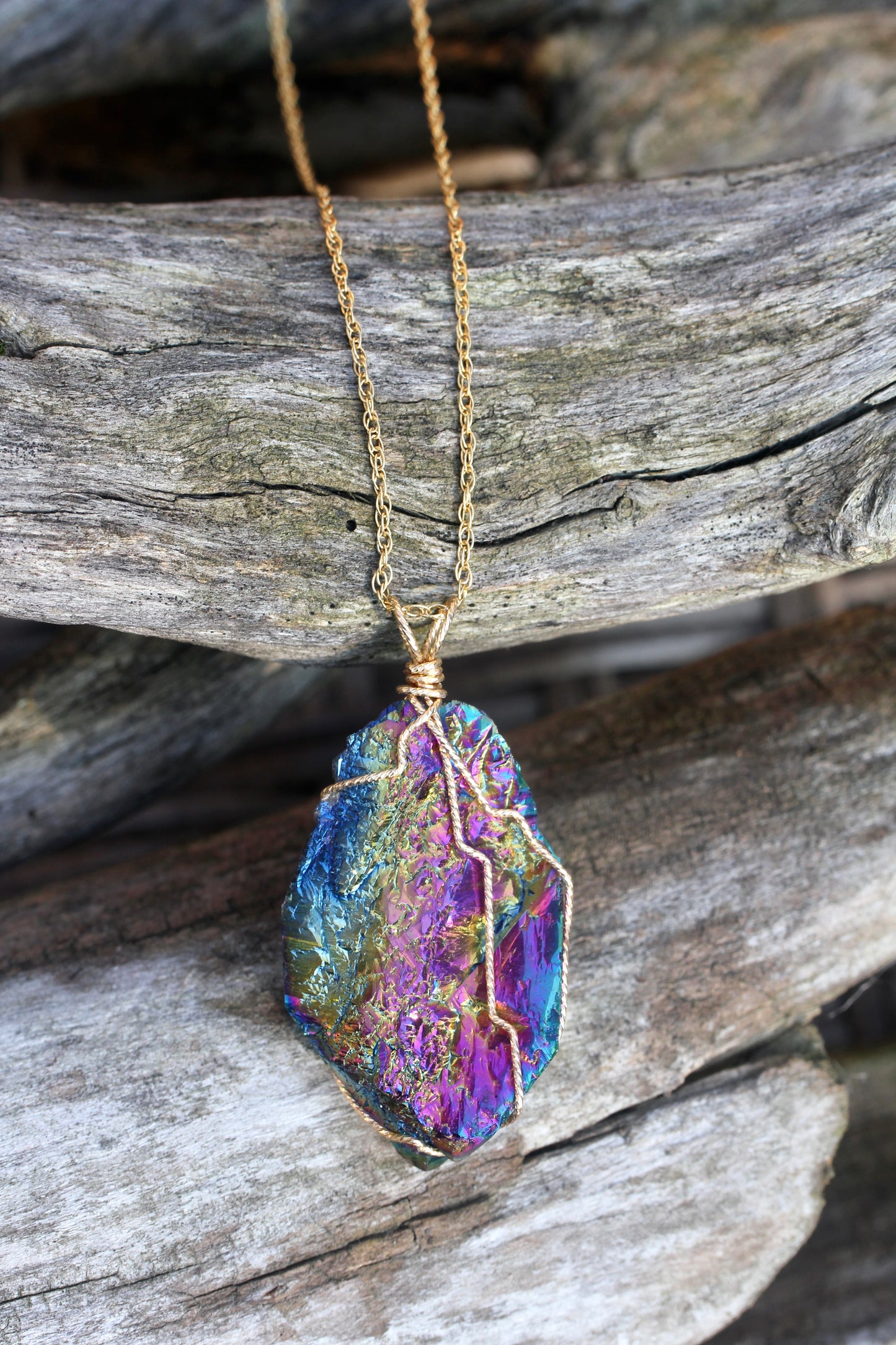 Titanium Quartz Gold Crystal Pendant