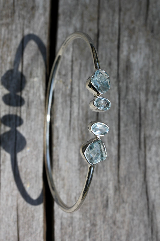 Aquamarine Silver Flex Bracelet