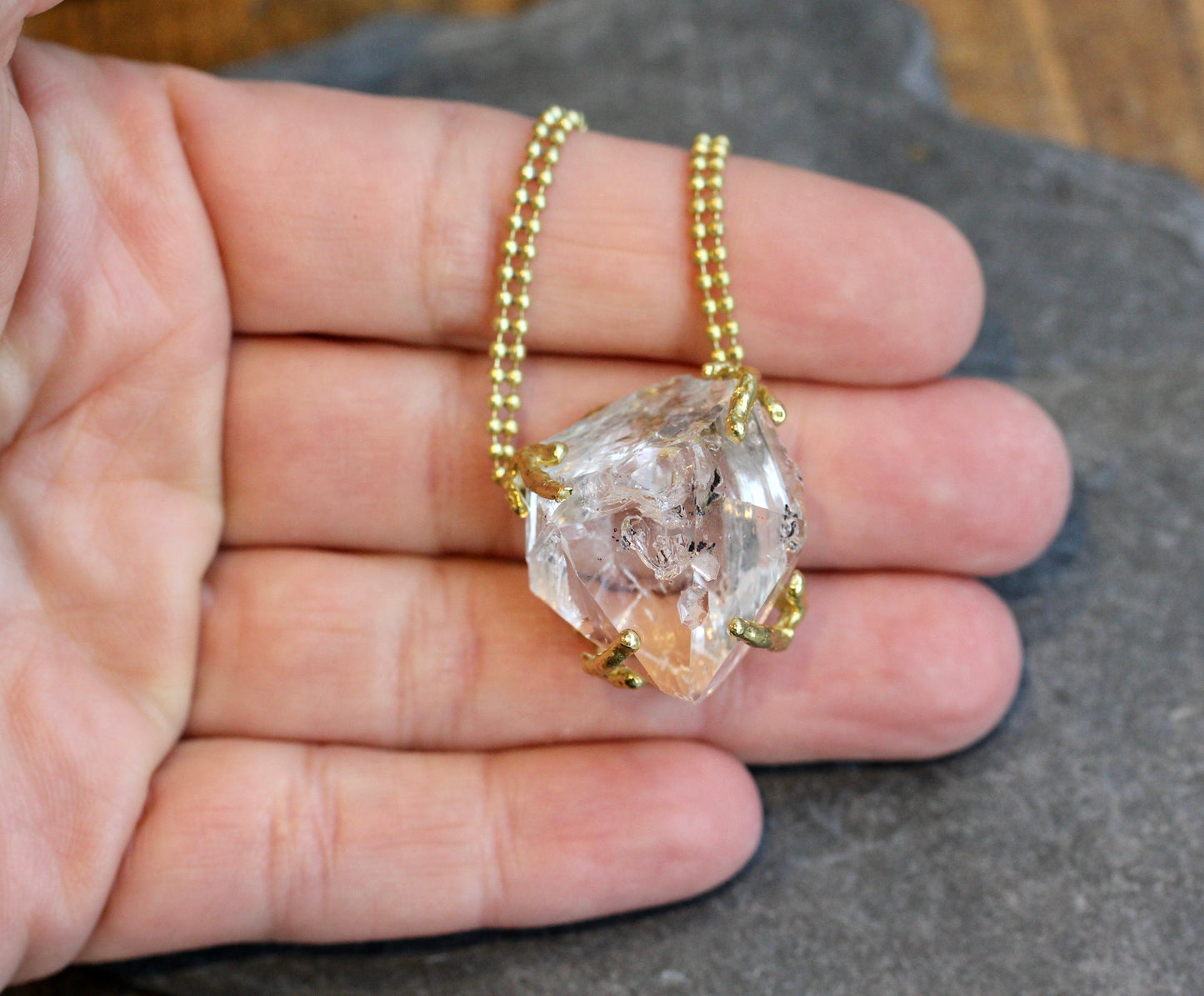 Herkimer Diamond Chunky Brass Choker