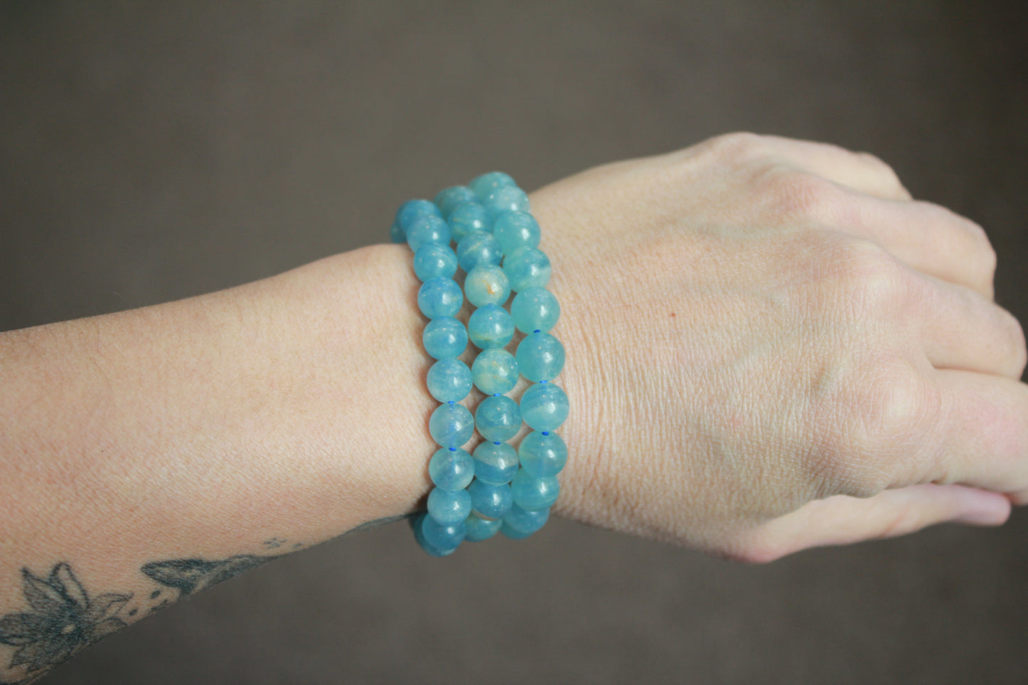 Blue Calcite Bead Stretch Bracelet
