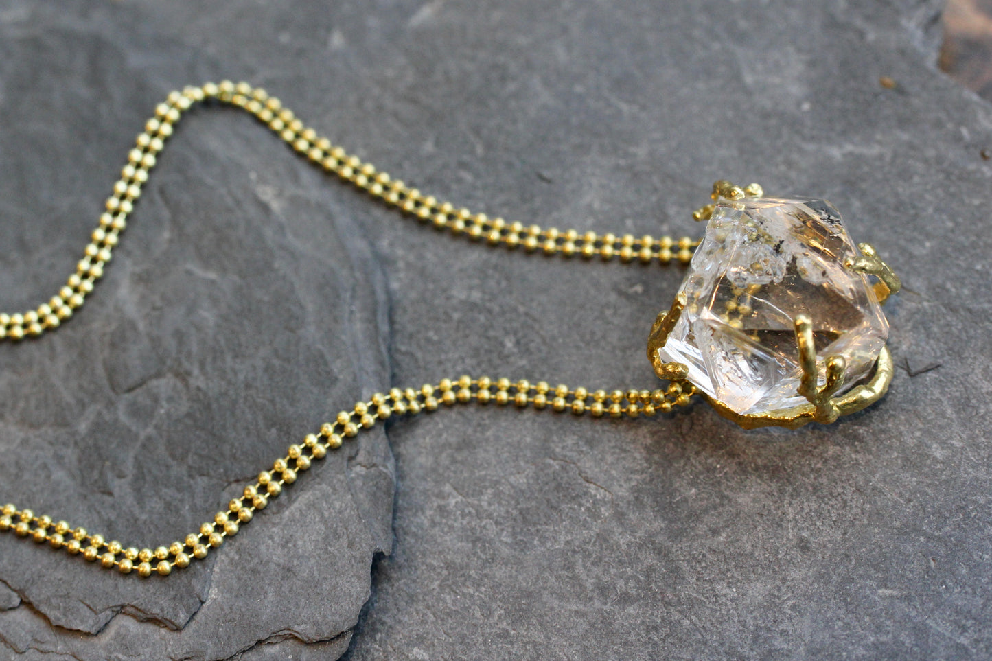 Herkimer Diamond Chunky Brass Choker