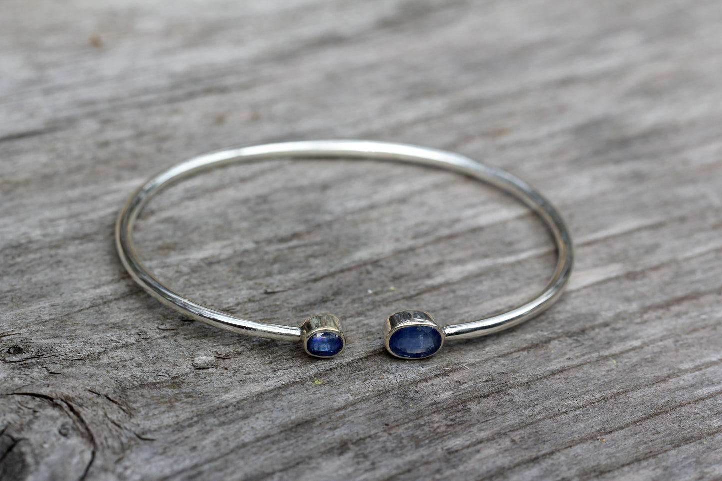 Gemmy Kyanite Silver Cuff Bracelet
