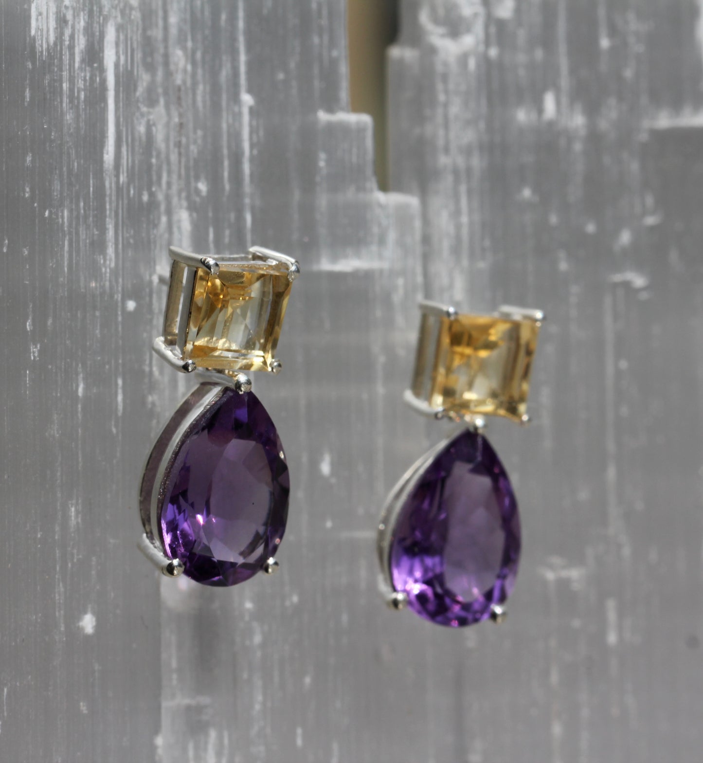 Amethyst Citrine Post Earrings
