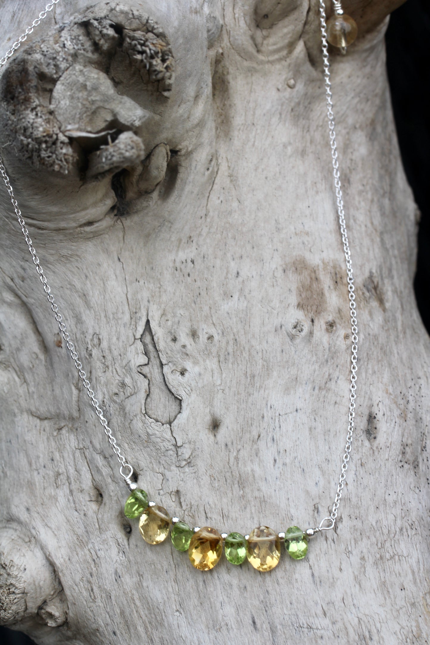 Citrine Peridot Silver Necklace