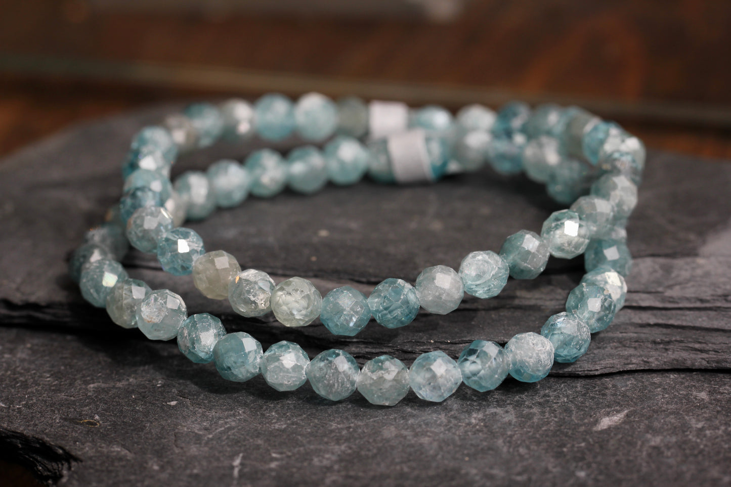 Blue Zircon Bead Stretch Bracelet