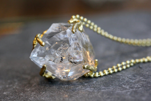 Herkimer Diamond Chunky Brass Choker