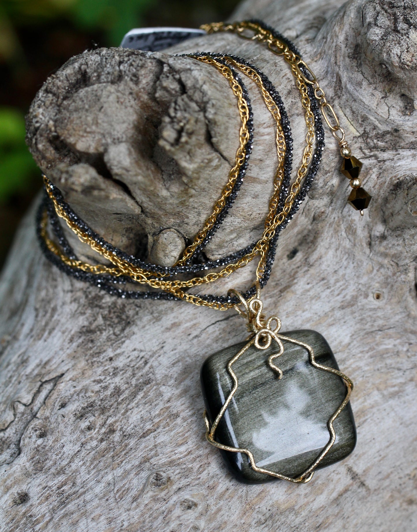 Gold Sheen Obsidian Necklace
