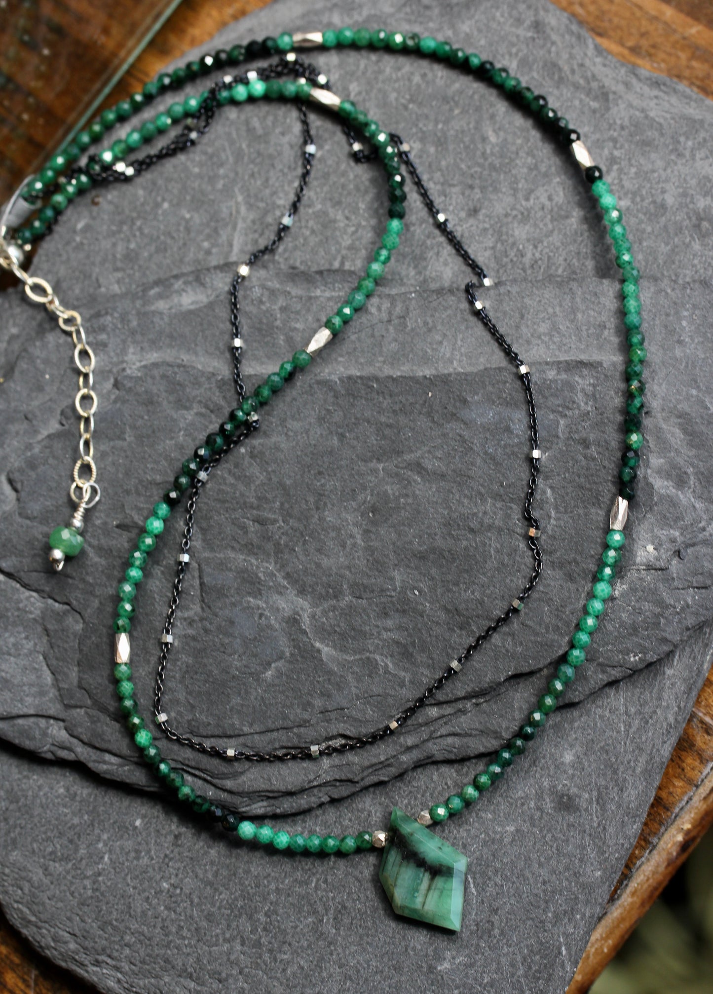 Emerald Ombre Multi Strand Necklace