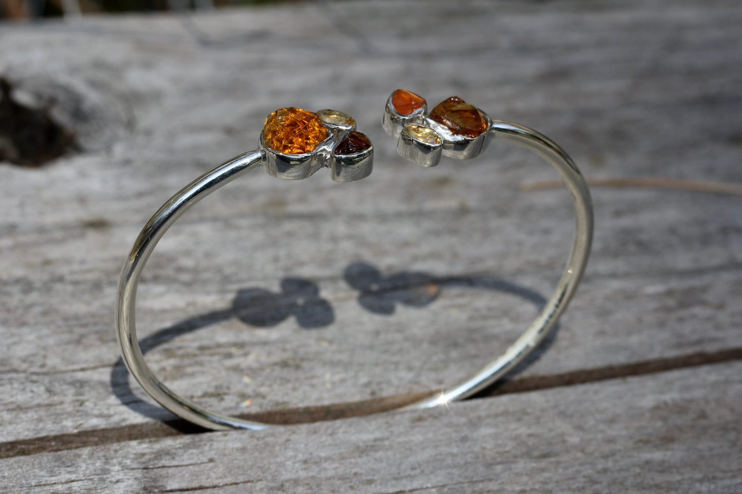 Citrine Carnelian Silver Flex Bracelet
