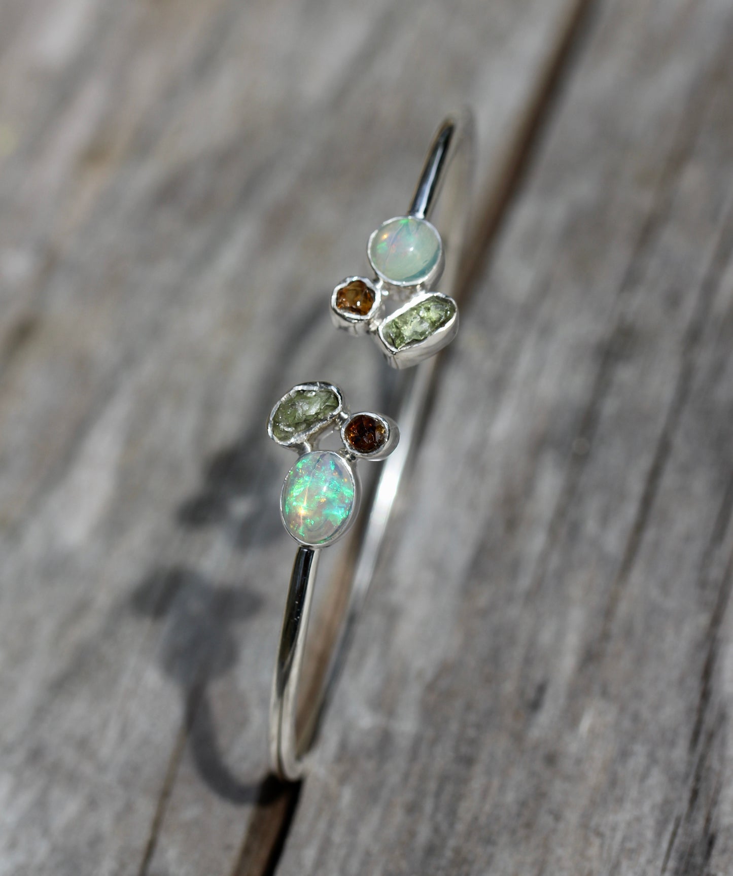 Opal Peridot Citrine Silver Flex Bracelet