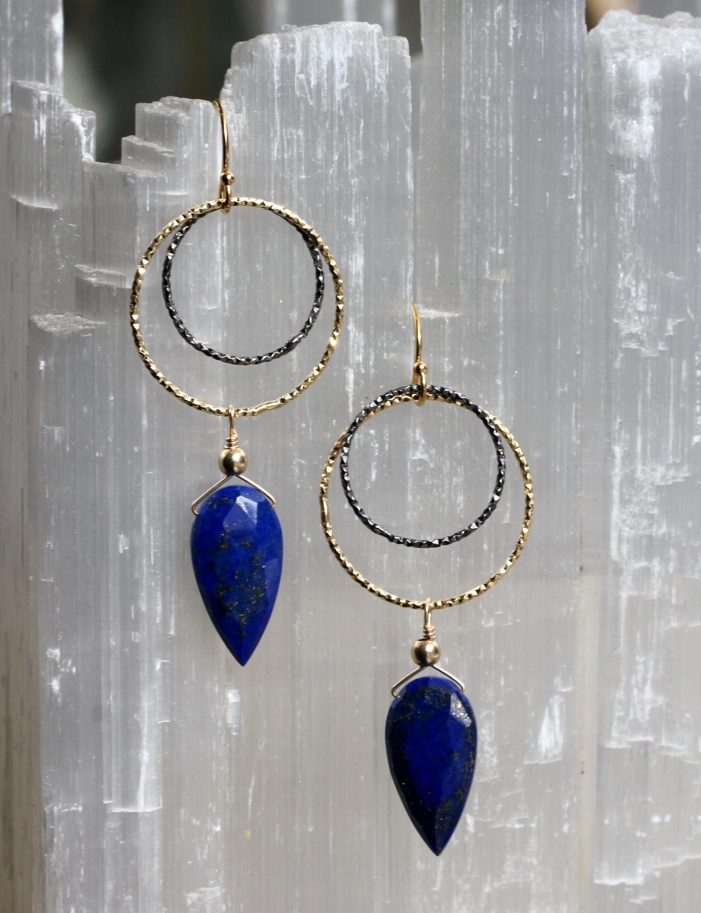 Lapis Ring Drop Earrings