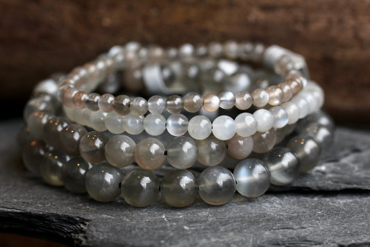 Grey Moonstone Stretch Bracelets