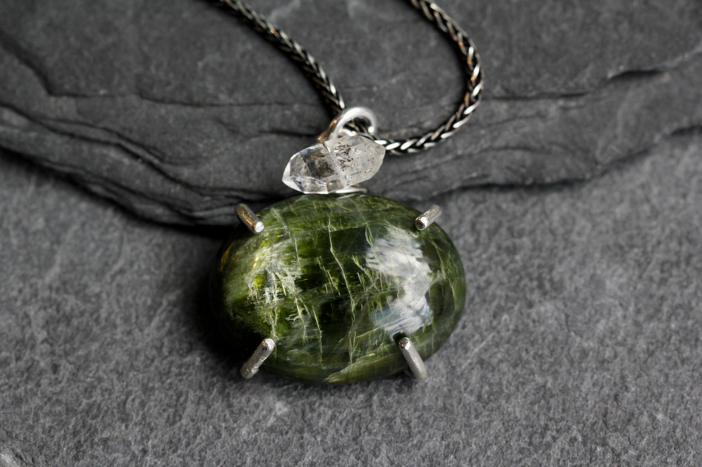 Chrome Diopside Herkimer Necklace