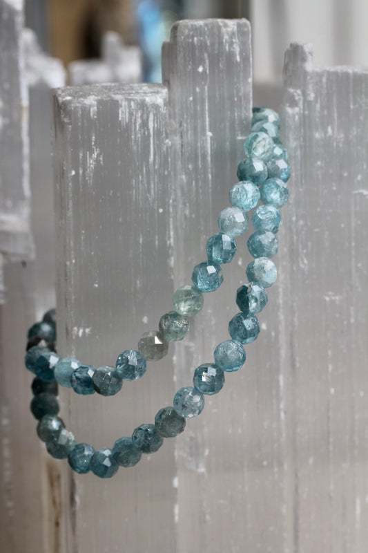 Blue Zircon Bead Stretch Bracelet