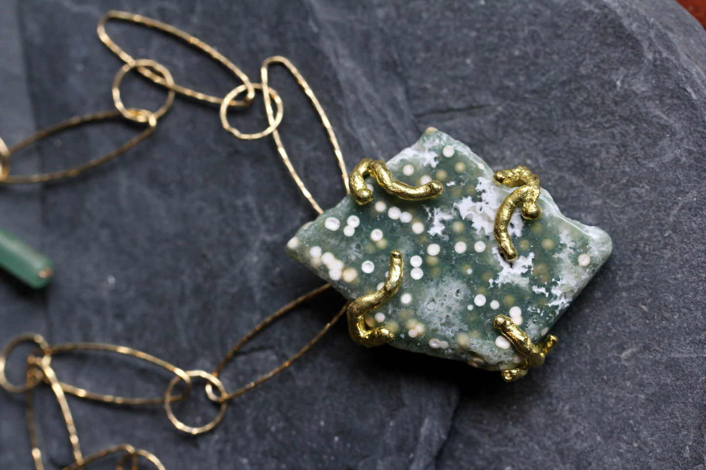 Ocean Jasper Gold Link Chain Necklace