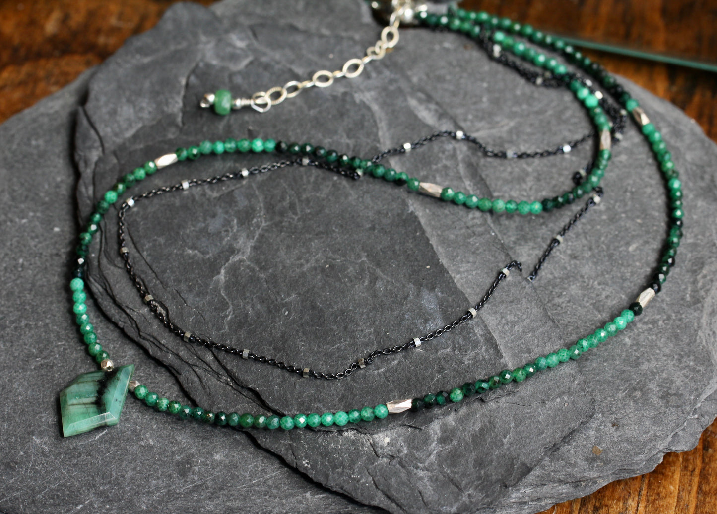 Emerald Ombre Multi Strand Necklace