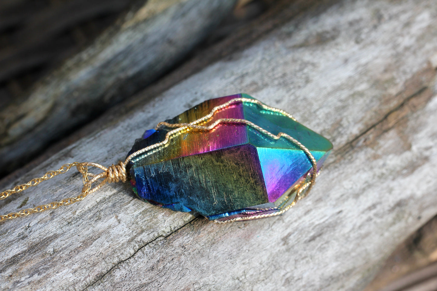 Titanium Quartz Gold Crystal Pendant