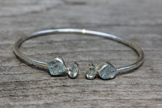 Aquamarine Silver Flex Bracelet