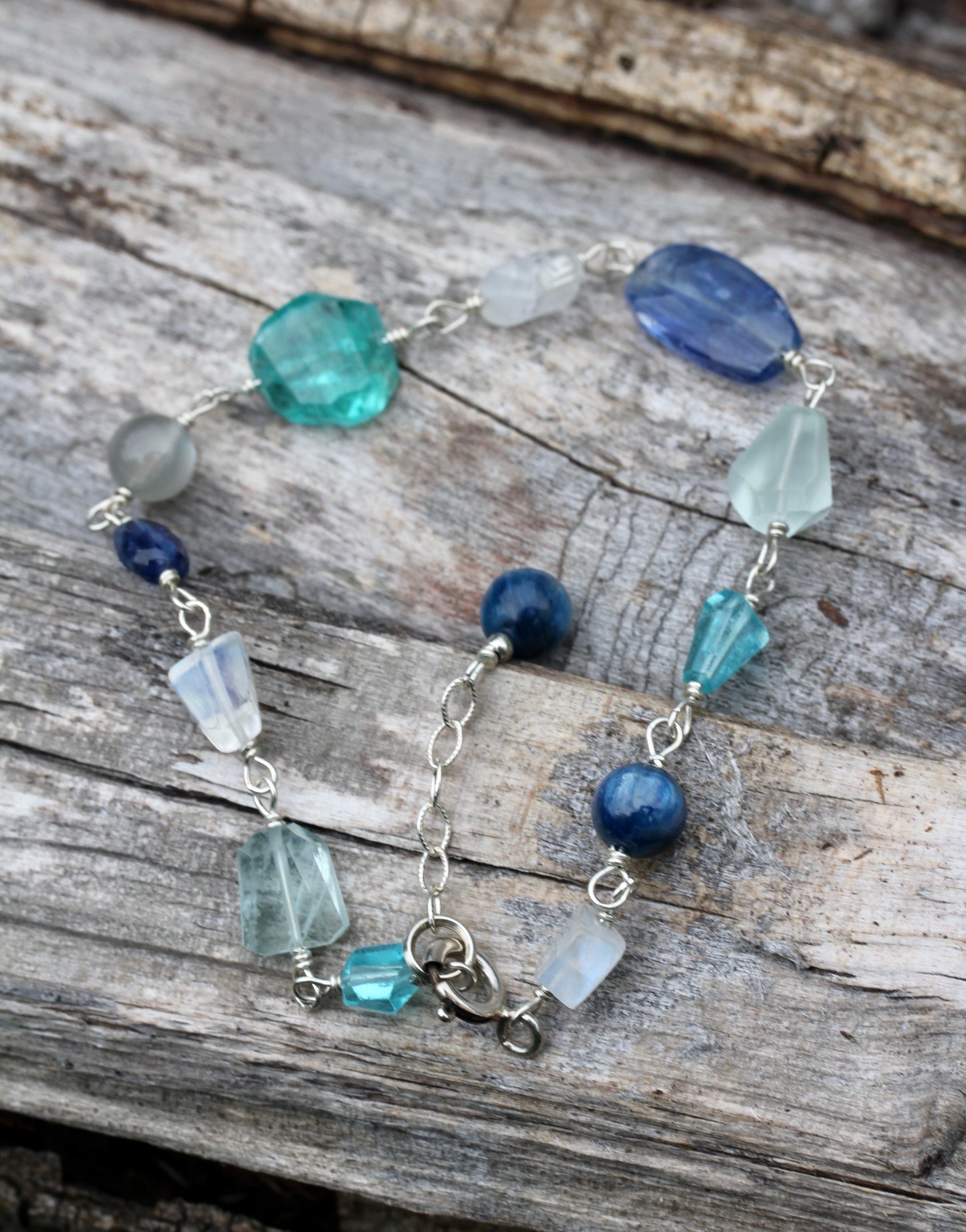 Ocean Blue Silver Link Bracelet