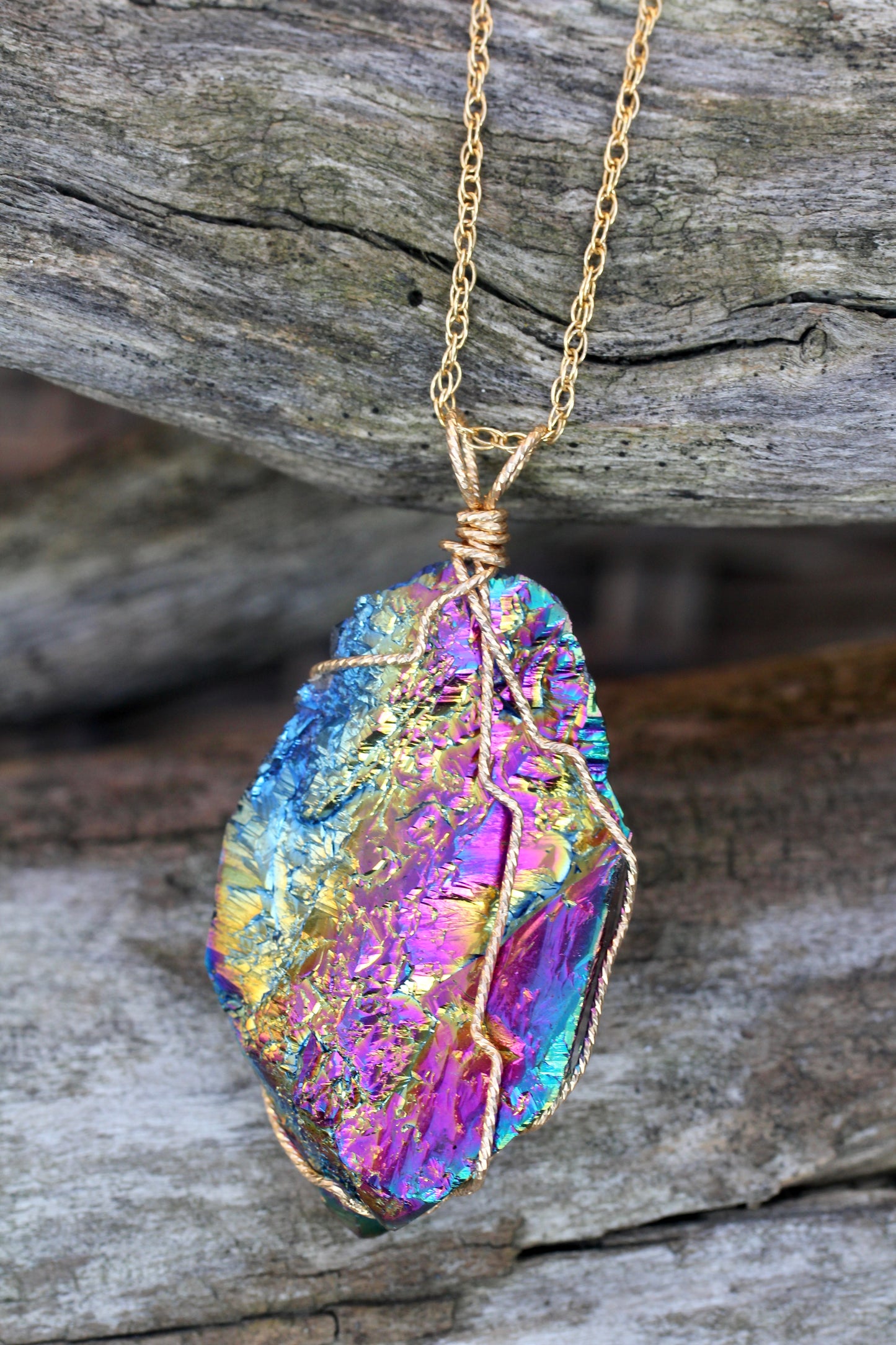 Titanium Quartz Gold Crystal Pendant