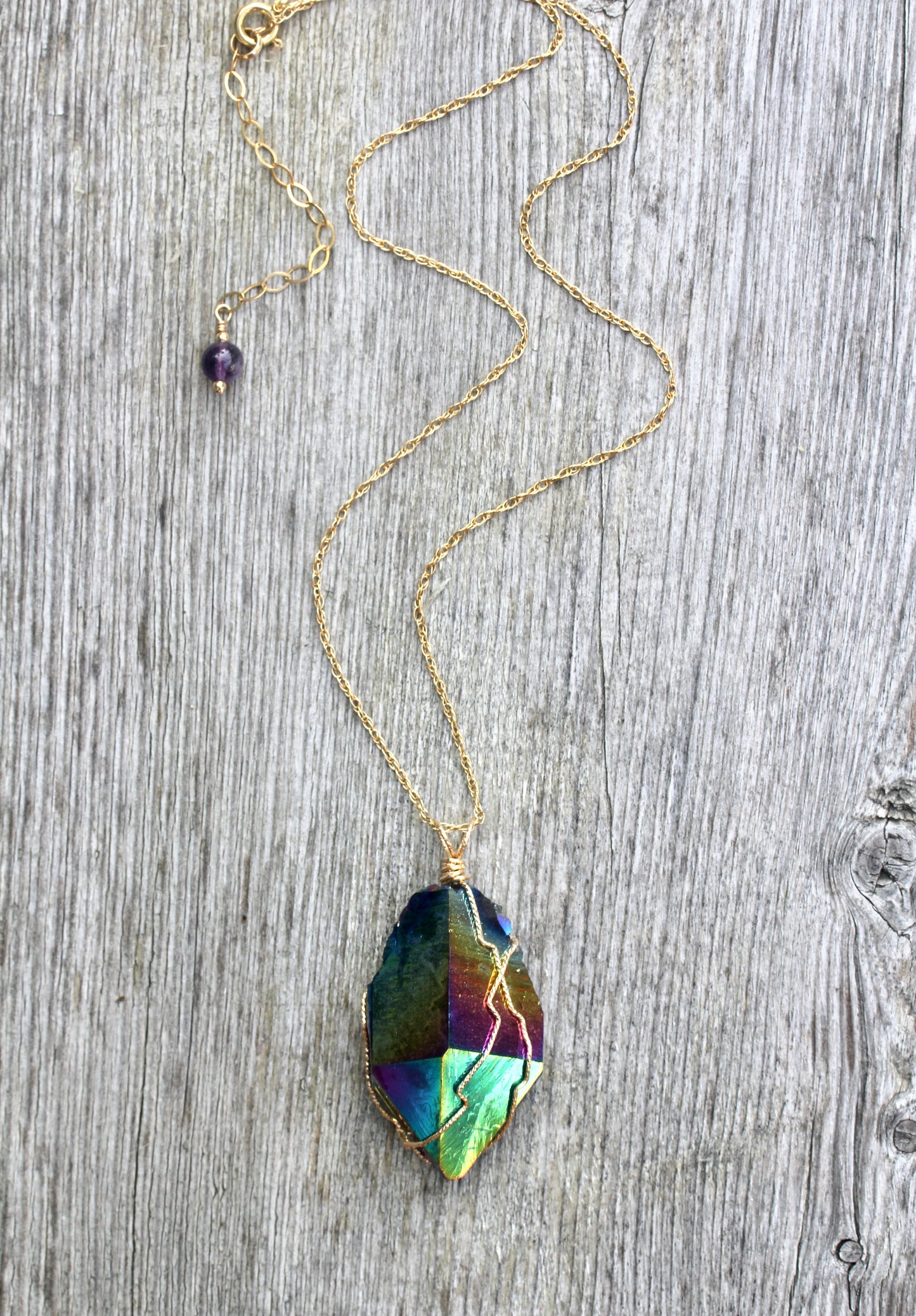 Titanium Quartz Gold Crystal Pendant