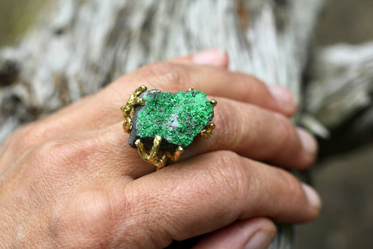 Uvarovite Druzy Branch Ring