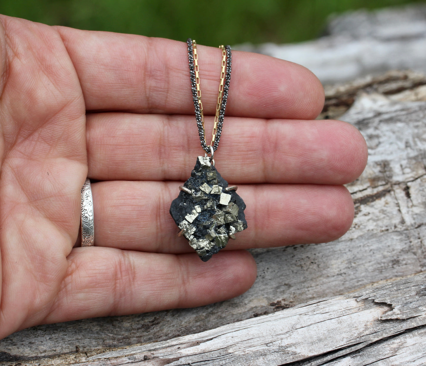 Pyrite in Basalt Necklace