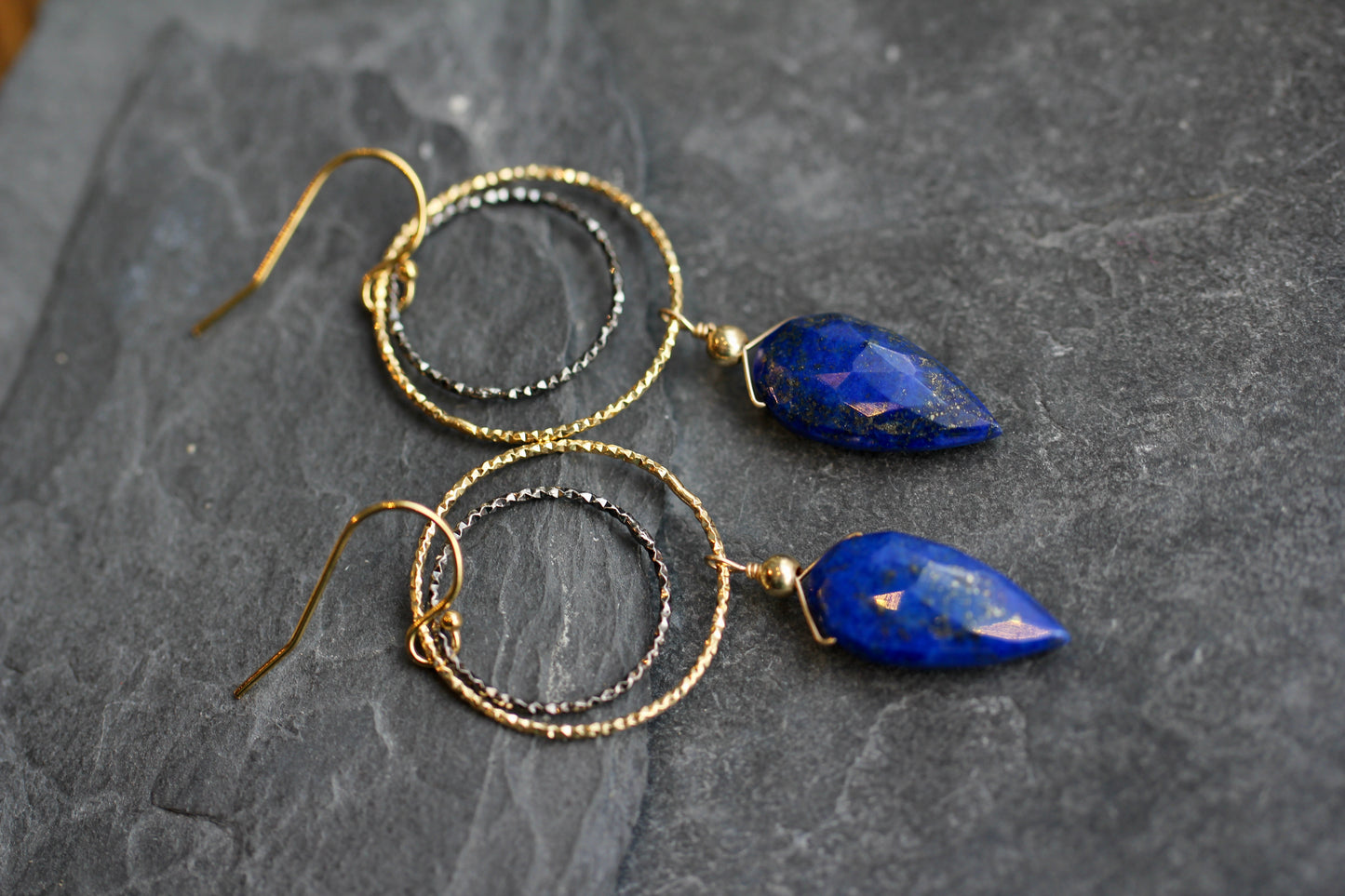 Lapis Ring Drop Earrings