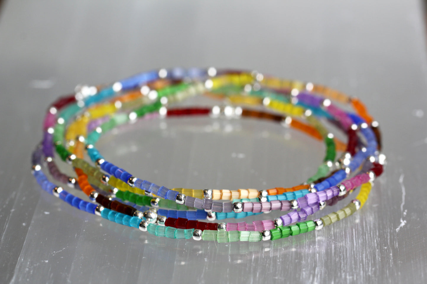 Rainbow Pride Satin Bead Bracelet