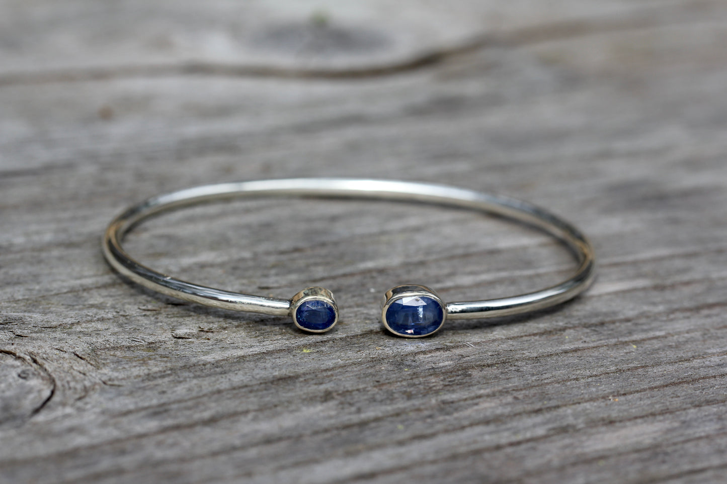 Gemmy Kyanite Silver Cuff Bracelet