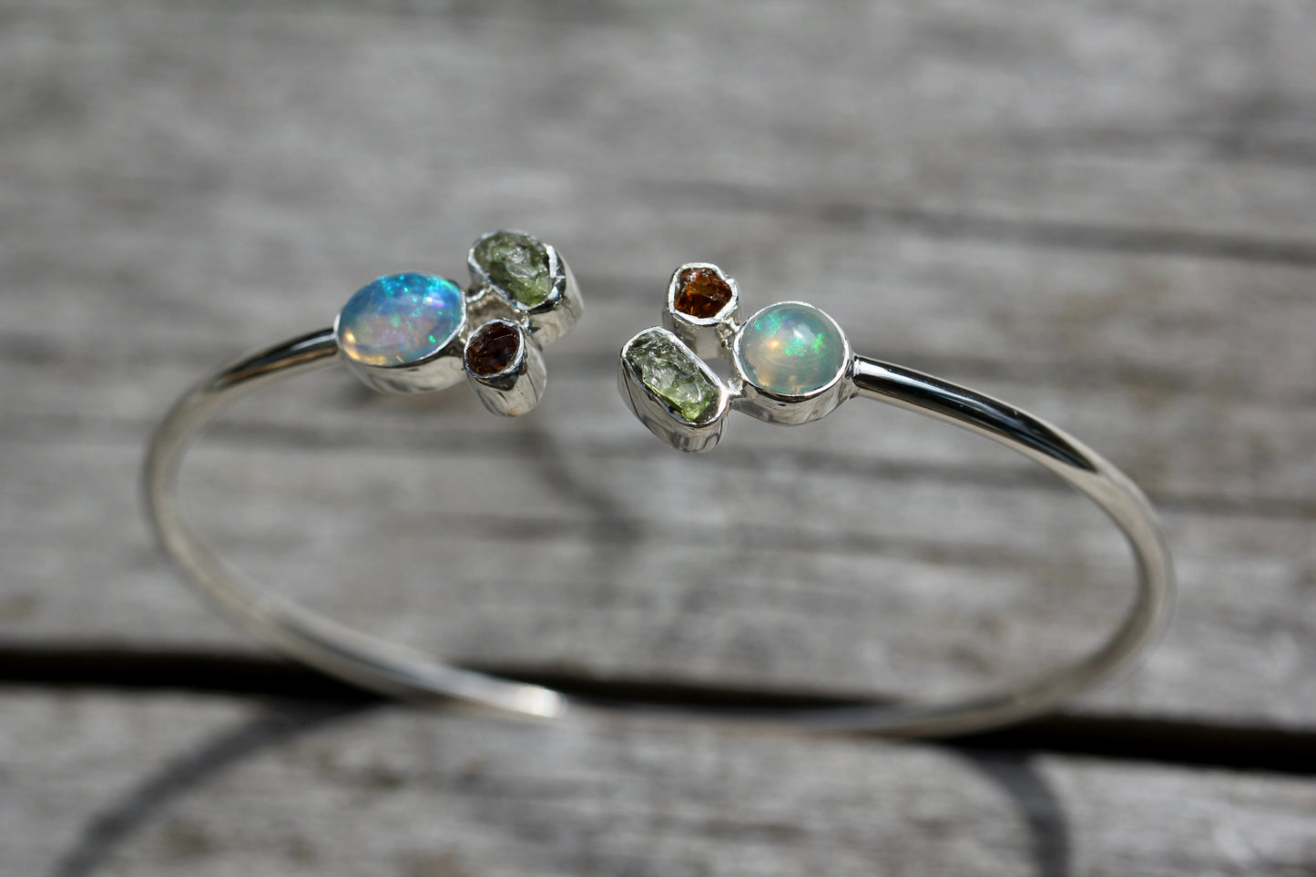 Opal Peridot Citrine Silver Flex Bracelet
