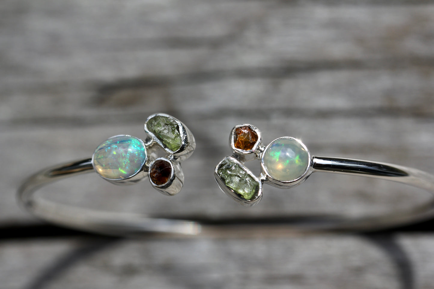 Opal Peridot Citrine Silver Flex Bracelet