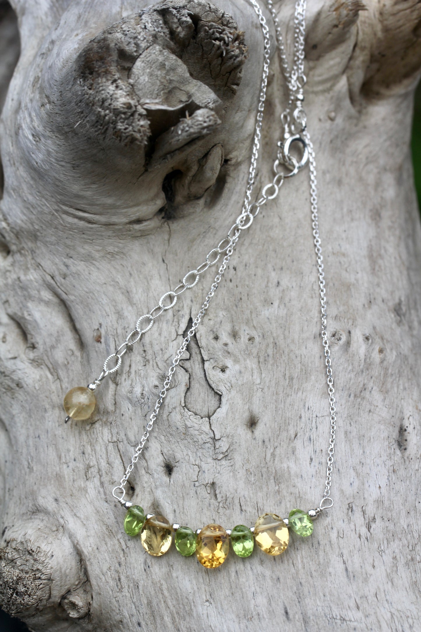 Citrine Peridot Silver Necklace