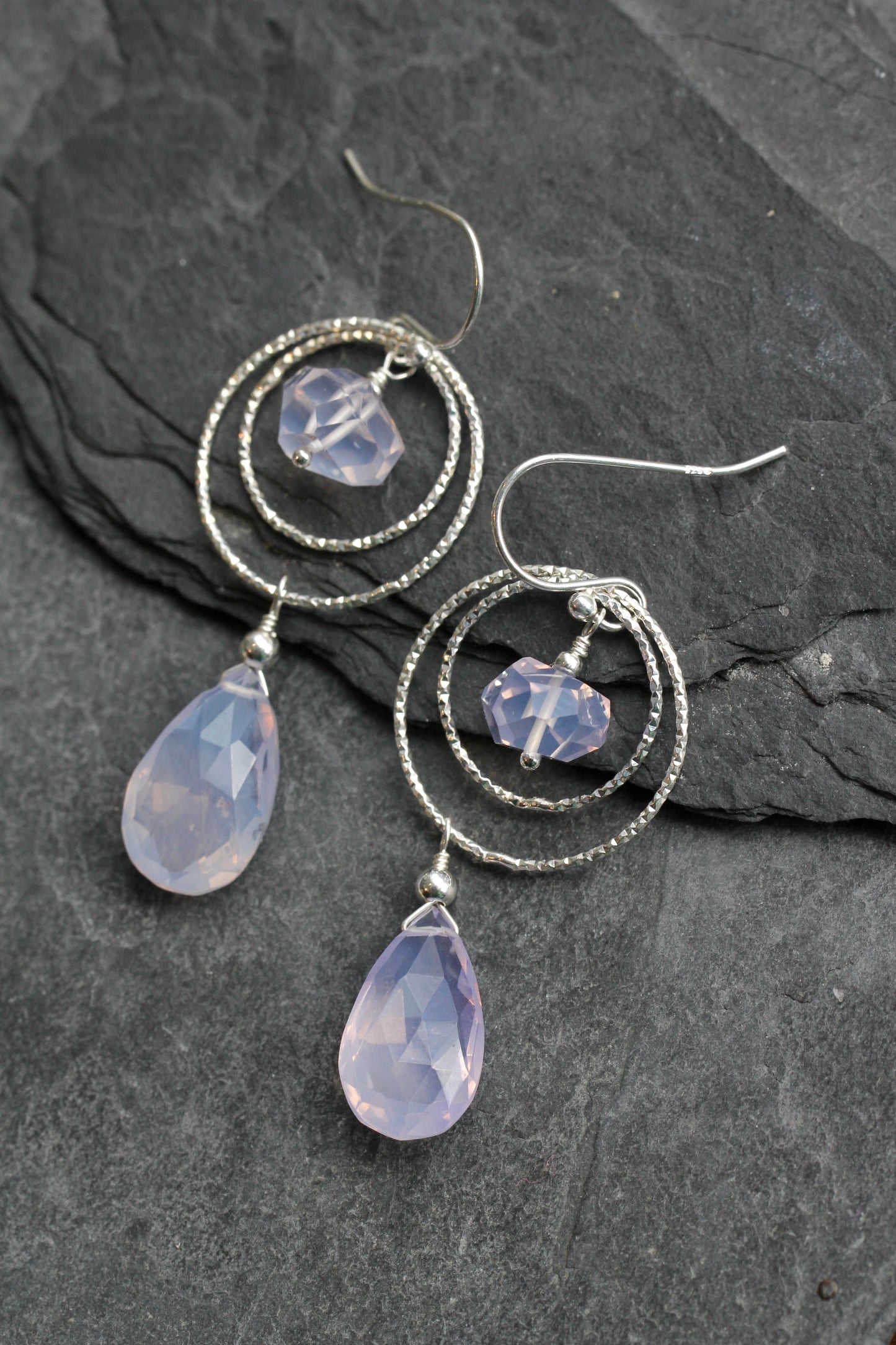 Lavender Quartz Sparkle Hoop Drop Earrings