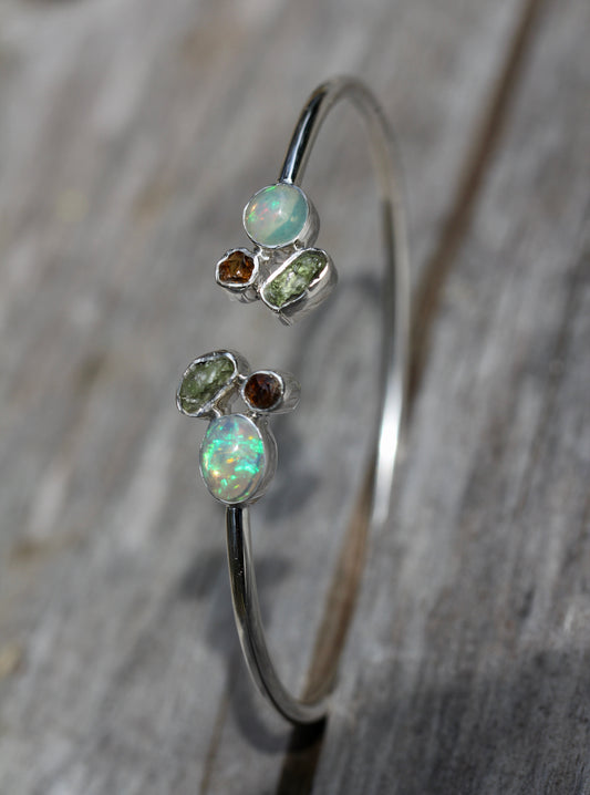 Opal Peridot Citrine Silver Flex Bracelet