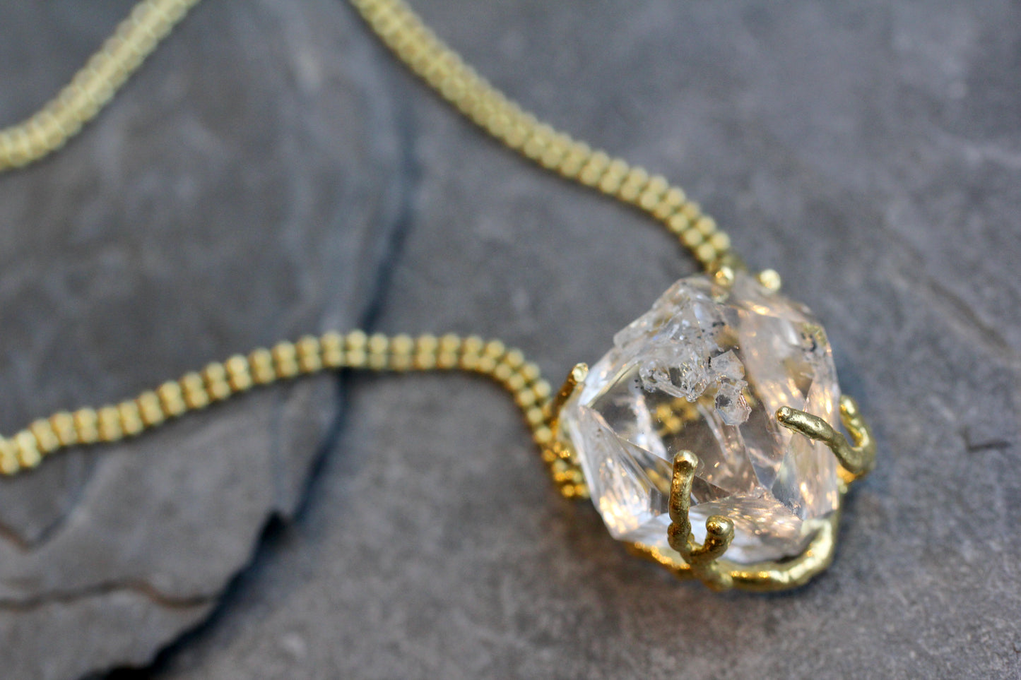 Herkimer Diamond Chunky Brass Choker