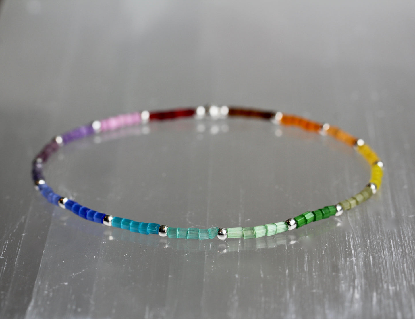Rainbow Pride Satin Bead Bracelet