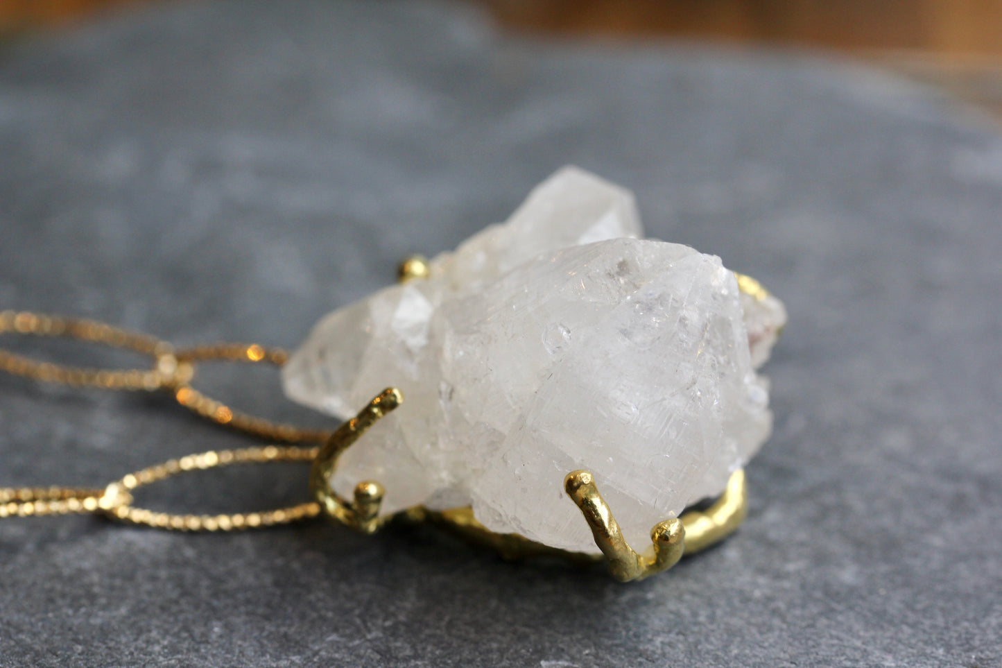 Apophyllite Crystal Gold Sparkle Chain Necklace