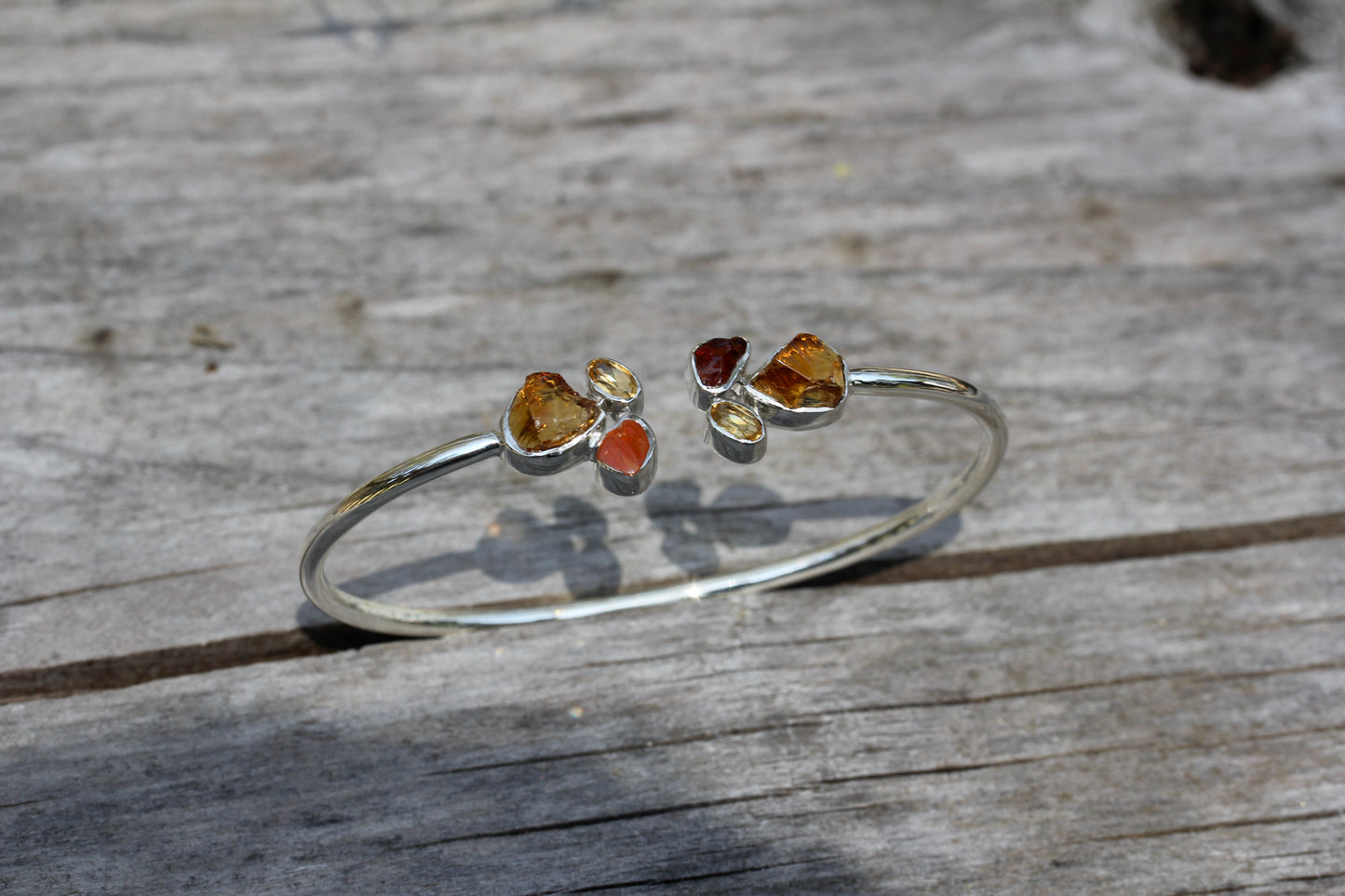 Citrine Carnelian Silver Flex Bracelet