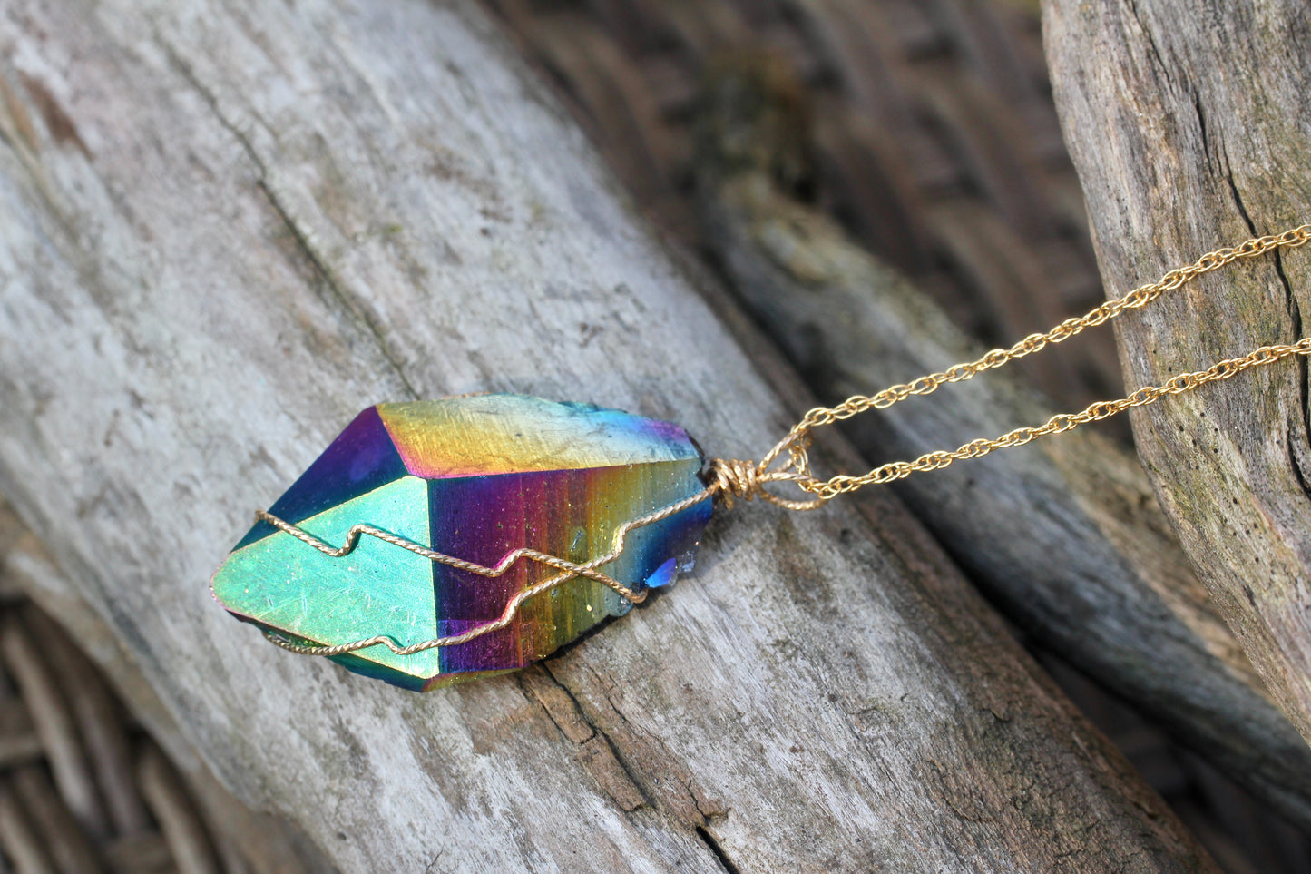 Titanium Quartz Gold Crystal Pendant