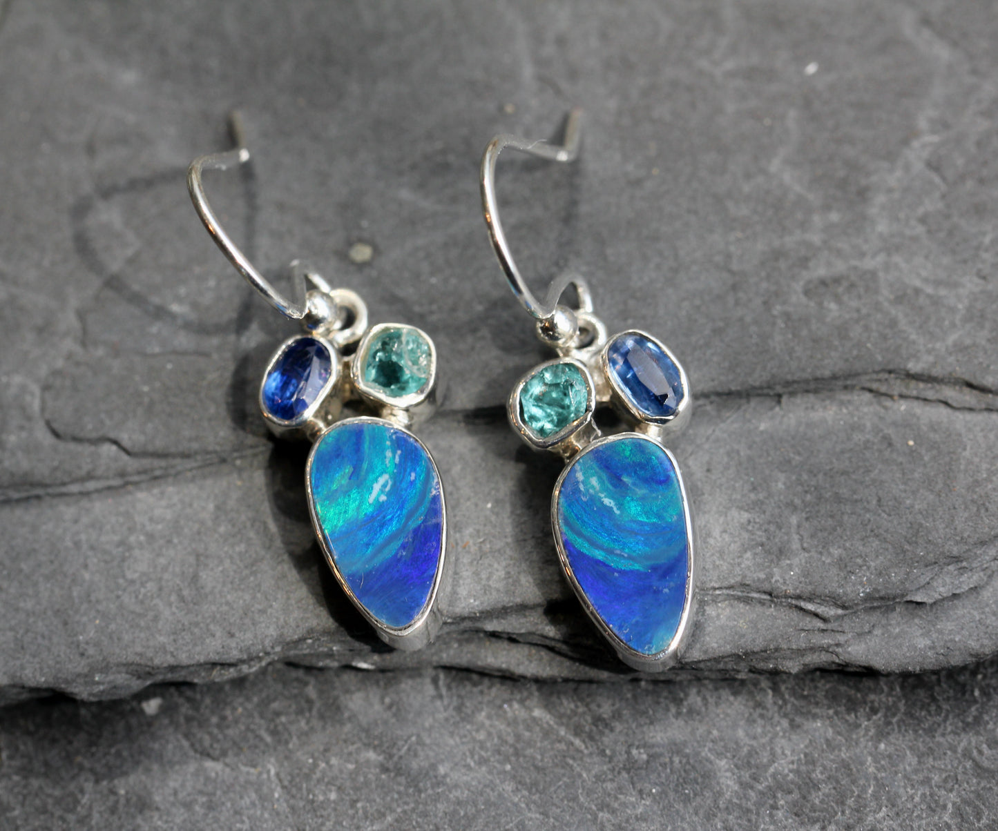 Australian Opal Kyanite Apatite Earrings