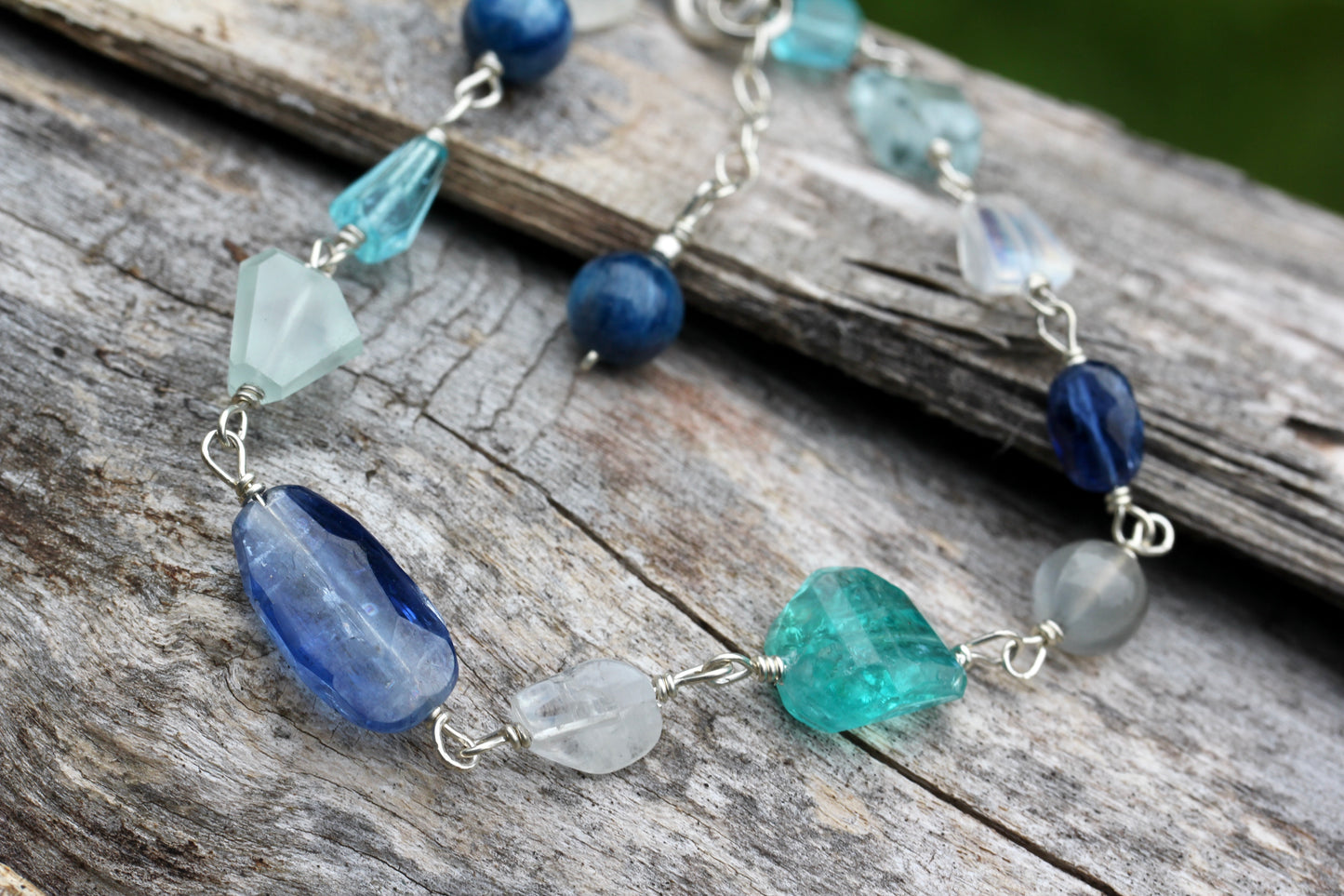 Ocean Blue Silver Link Bracelet
