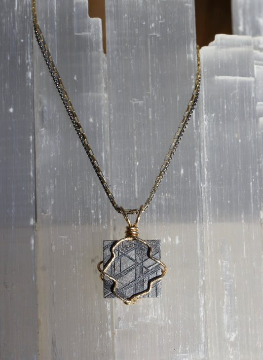 Muonionalusta Meteorite Block Necklace