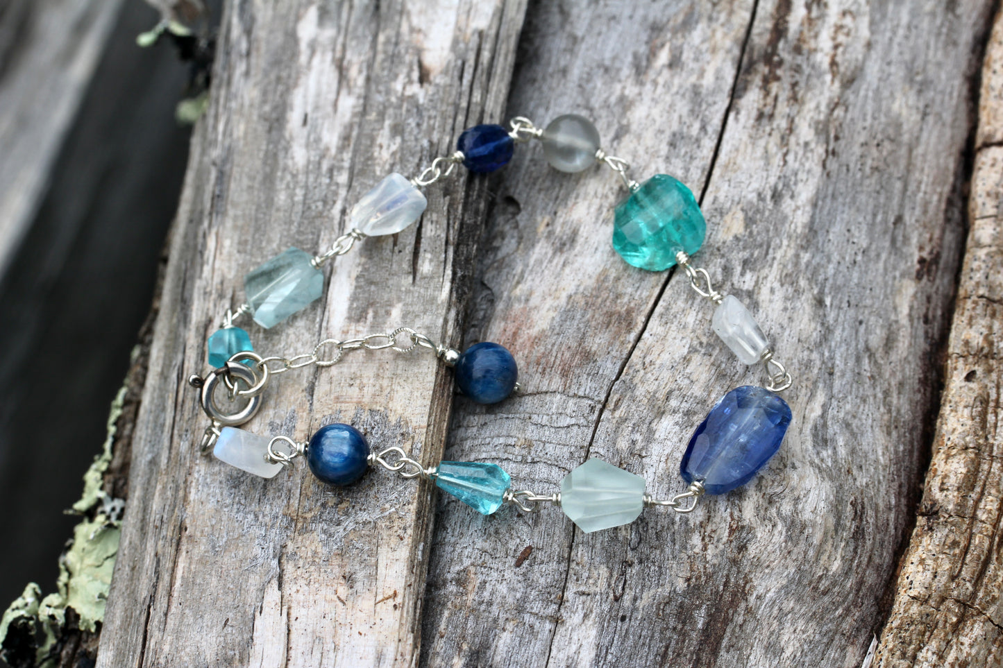 Ocean Blue Silver Link Bracelet