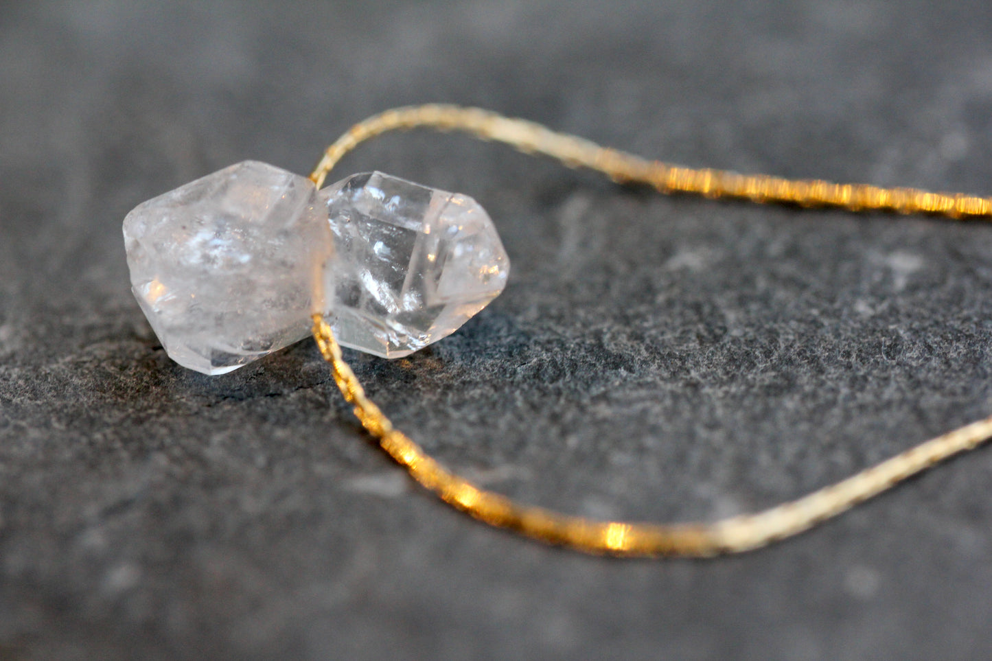 Herkimer Diamond Cluster Gold Minimalist Necklace