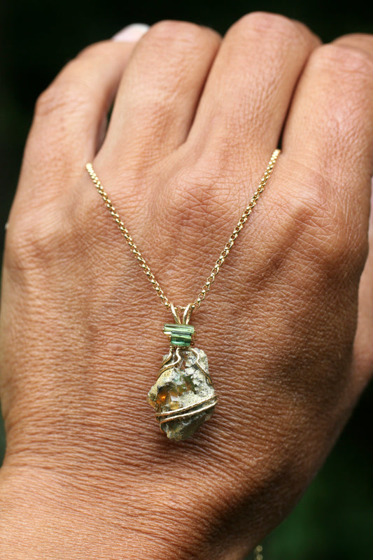 Ethiopian Opal Necklace with Green Tourmaline